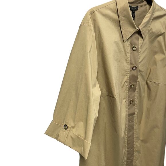 NWT Escada Button Up Cotton Blend Midi Shirt Dress Sand Dune Womens 46 / US 16 - Picture 2 of 12